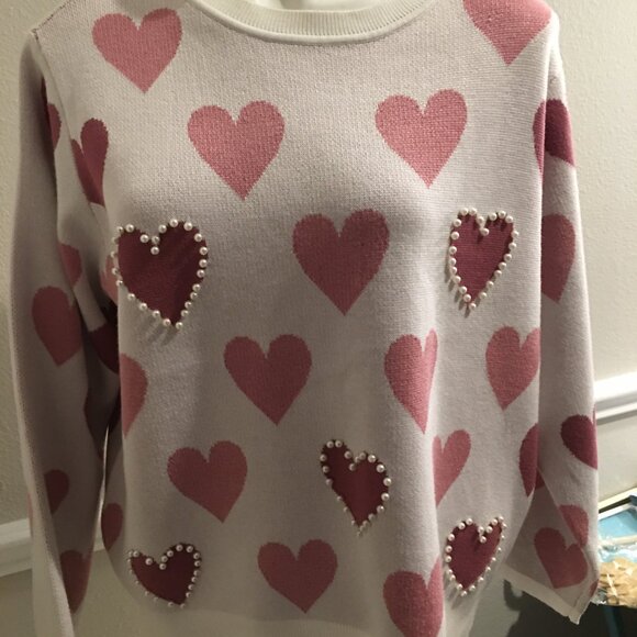 Coco & Shay Heart Sweater - So cute Faux Pearls,   XL  Fits up to 46 bust  Mi5 - Picture 2 of 4